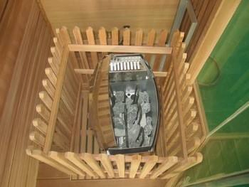 Сухая сауна на 6 человек из ели с панорамной дверью