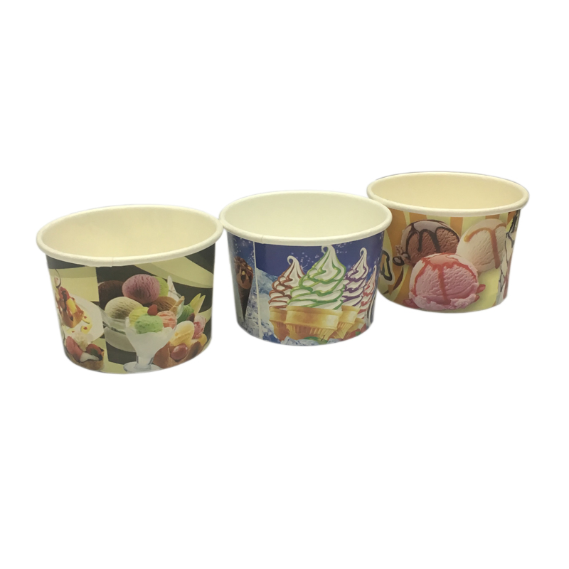Eco-Friendly Disposable Ice Cream Paper Cup 8oz Dessert Bowl