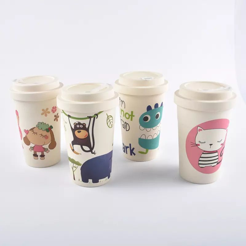 Эко-кружка из бамбукового волокна 400 мл с крышкой