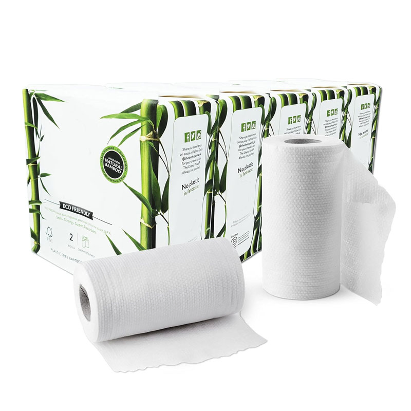 Eco-Friendly High Water Absorption OEM Customized Virgin Wood Pulp 2 Ply Kitchen Roll Paper Towel