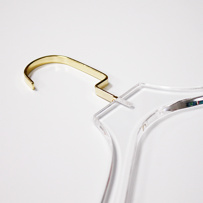 High-Grade Hotel Garment Clear Acrylic Clothes Hangers with Gold Hook