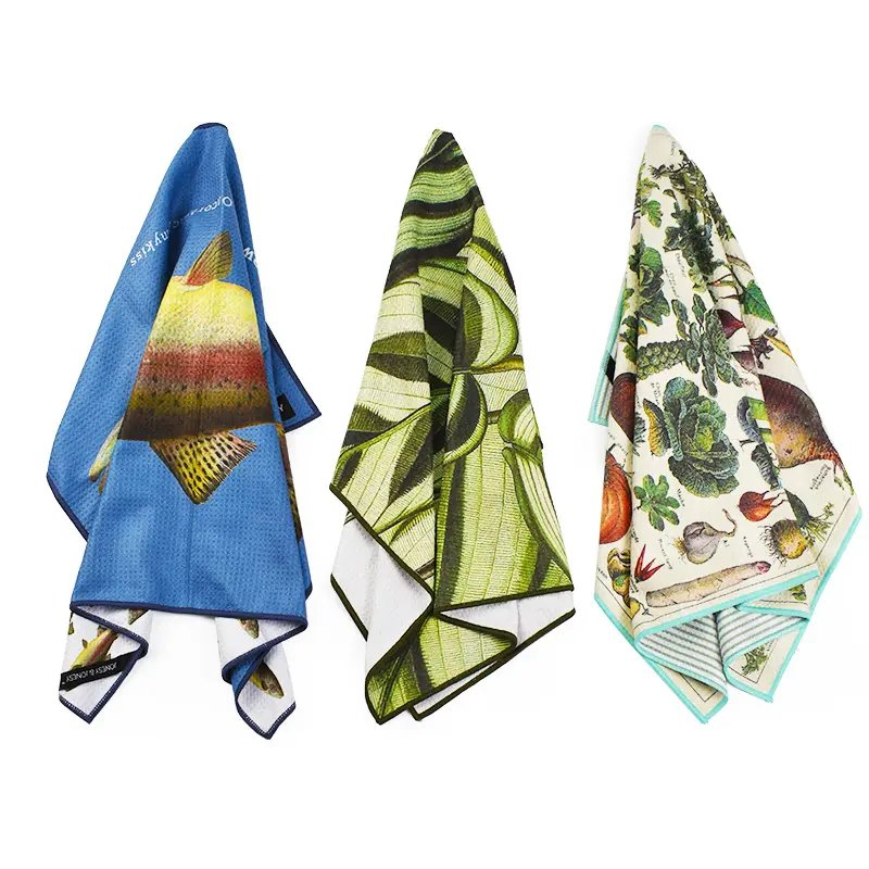 Wholesale Microfiber Waffle Kitchen Tea Towels Printing Waffle Cleaning Tea Towels