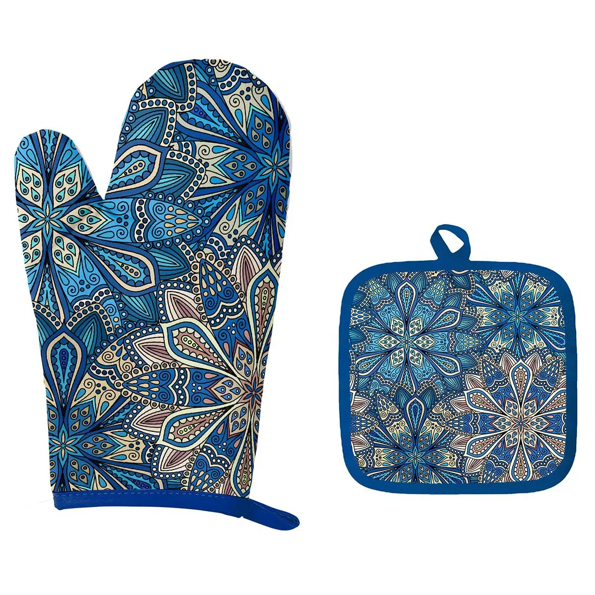 Oven Glove Set, Auxiliary Mat, Microwave Heat Insulation and Heat Protection Gloves Set