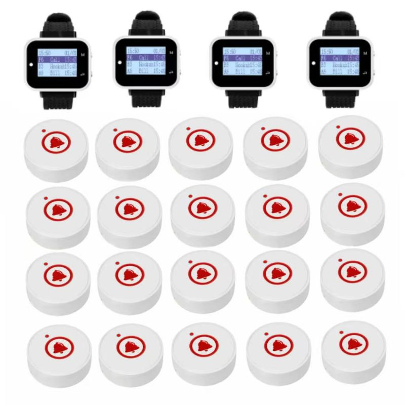 4 Watch Receivers 20 Call Buttons Wireless Restaurant Pager Receiver