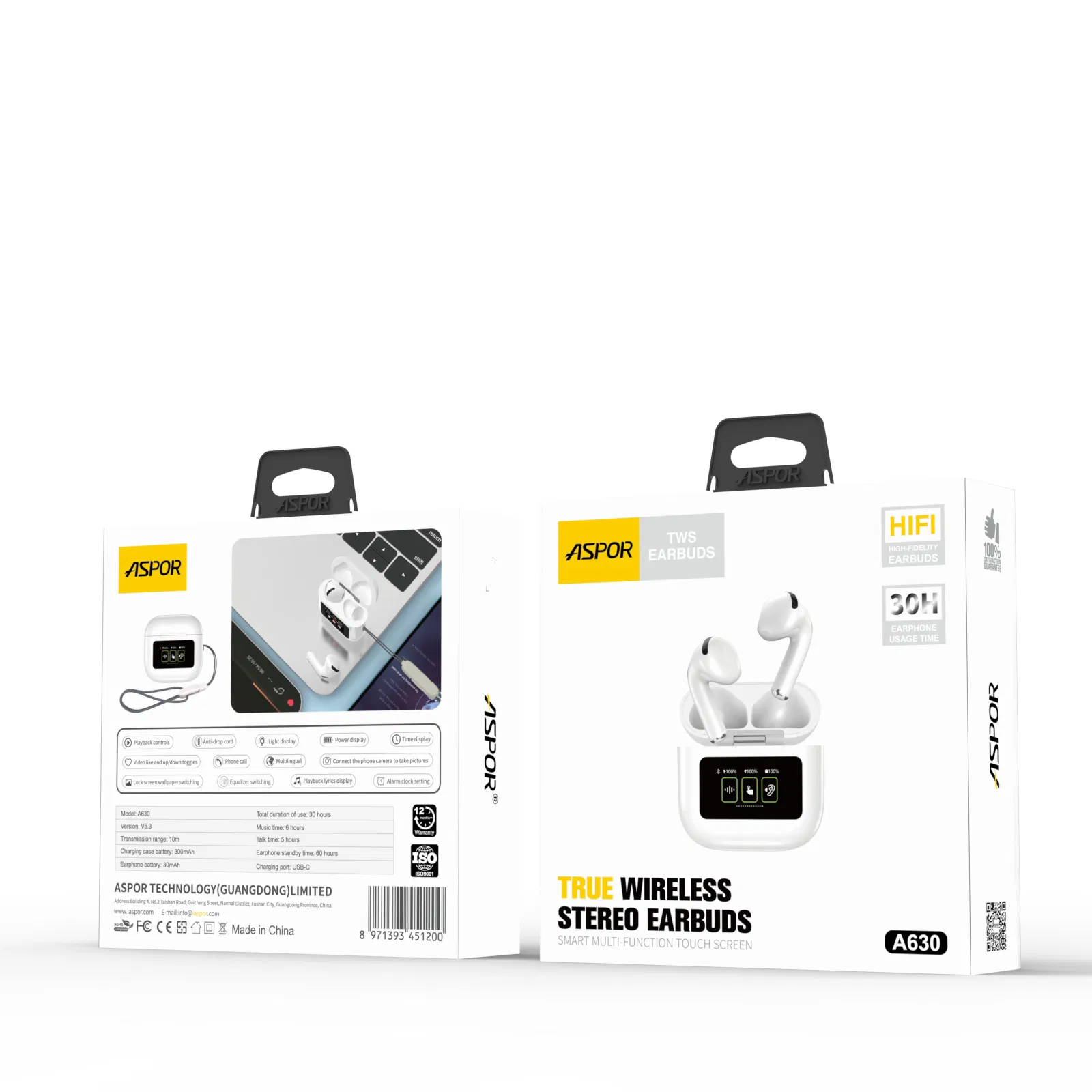 Беспроводные наушники Aspor A630 TWS с Type-C