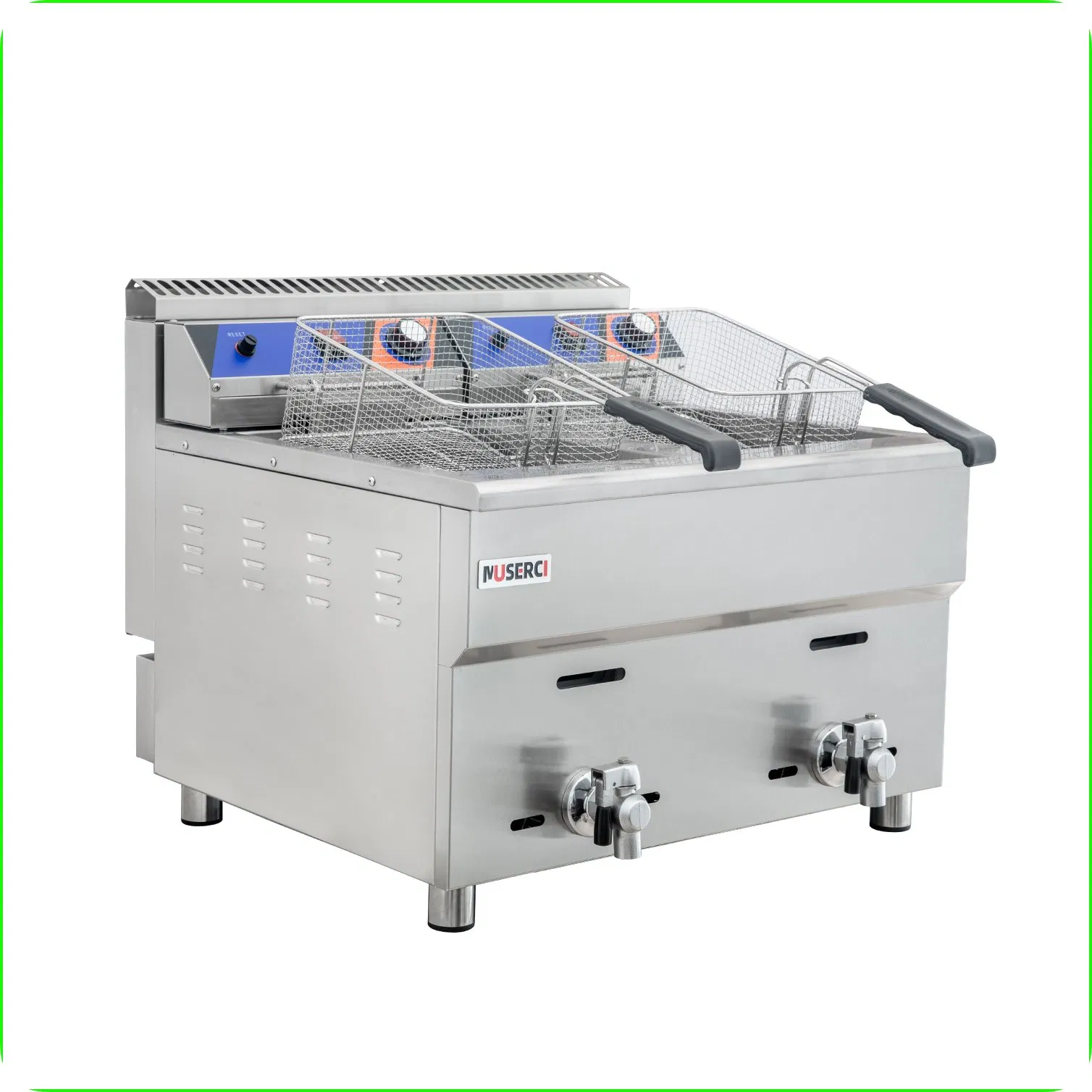 Gas Deep Fryer Commercial Energy Saving 36L Double Tanks Temp Control