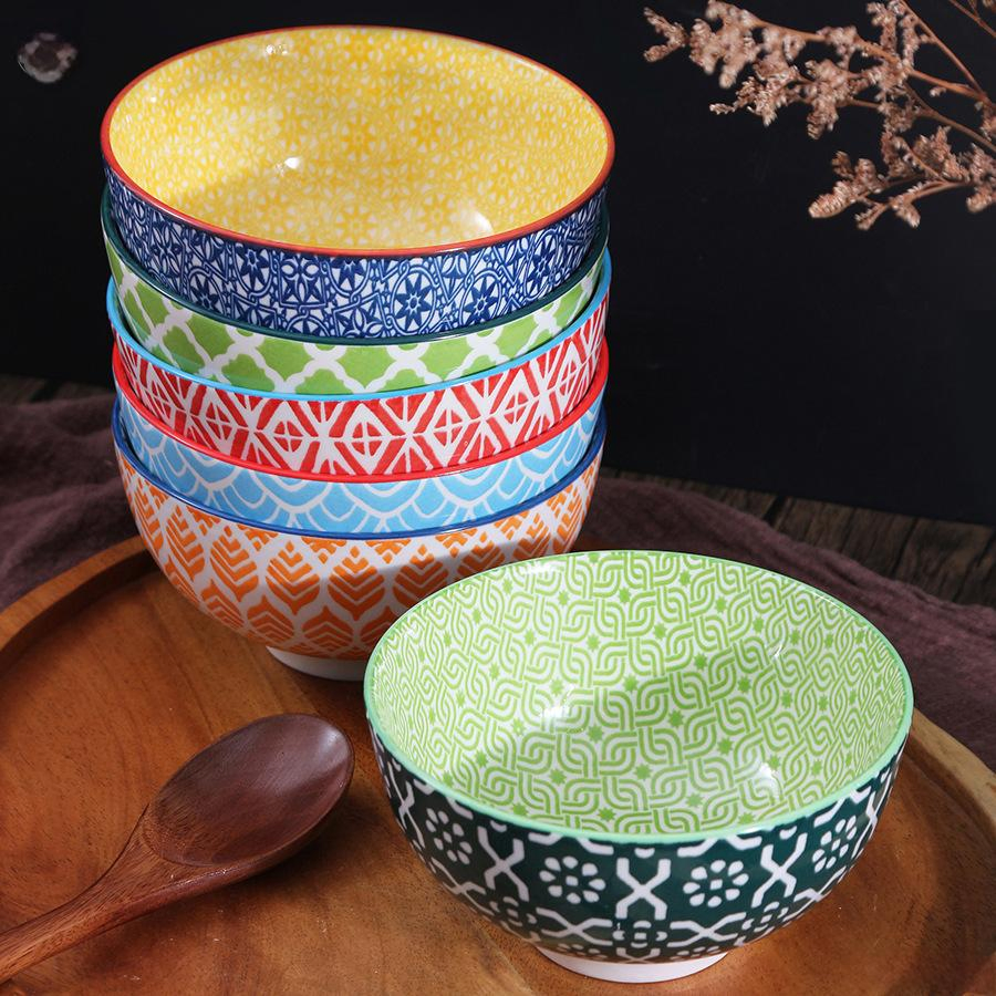 Eco-Friendly Healthy Hot Sale 4.5" Food Rice Bowl OEM&ODM Decal Two Side Pad Printing Decal Porcelainware Stoneware Ceramic Bowl Tableware