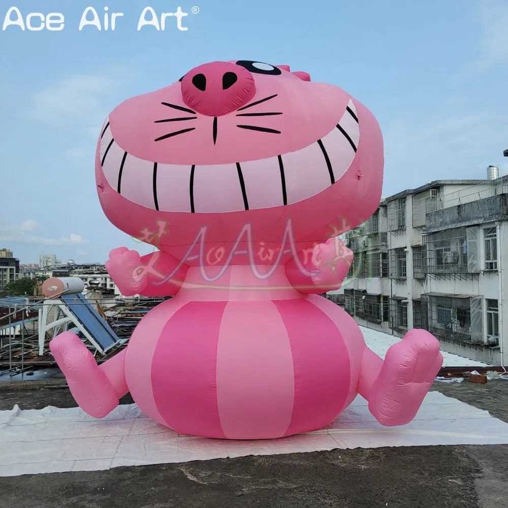 Door to Door Alice in Wonderland Inflatable Cat Cartoon Inflatable Big Mouth Cat Balloon Model for Outdoor Parade Events