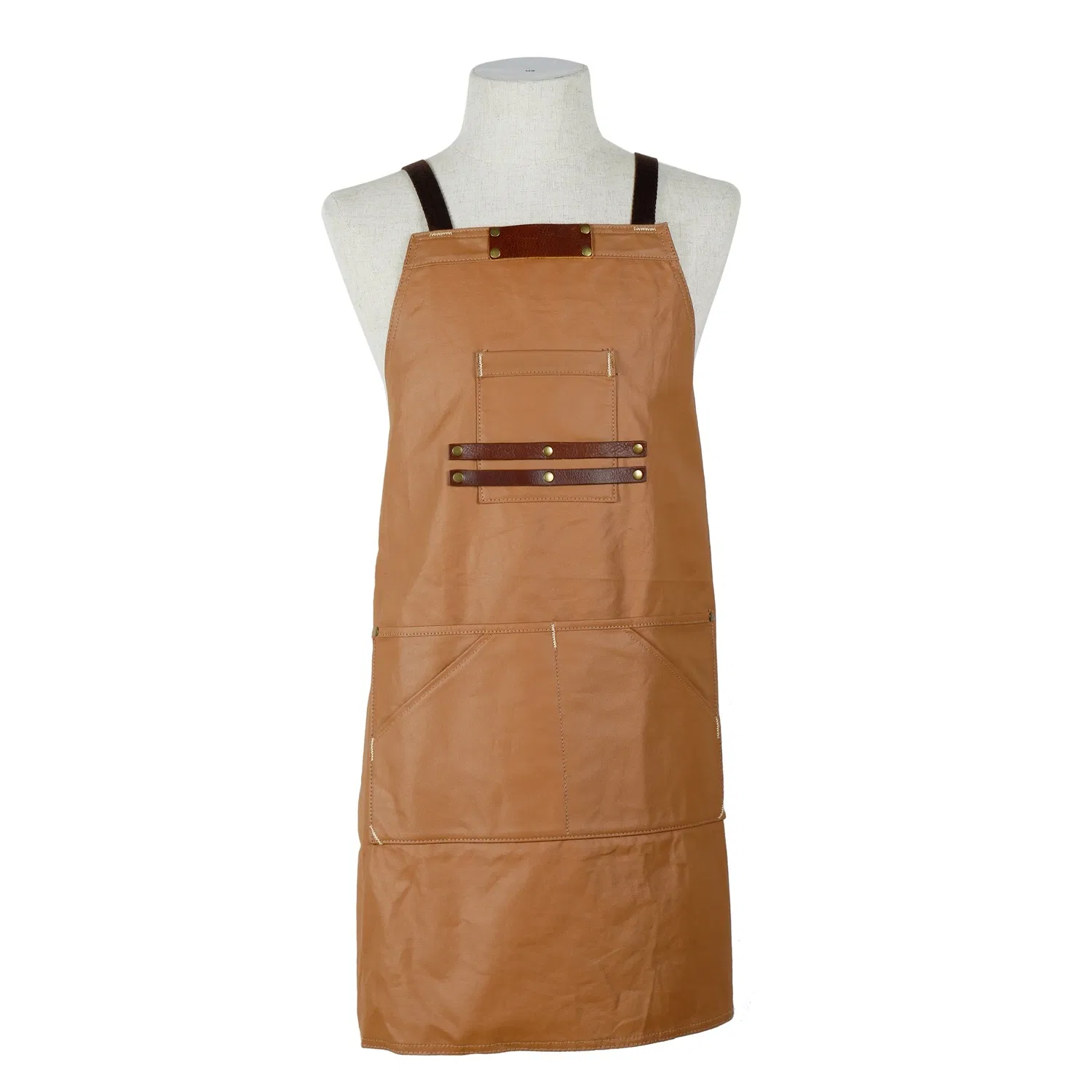 Luxury Design Cowhide Leather Canvas Coating Garden Apron with Webbing Strap (RS-211805)