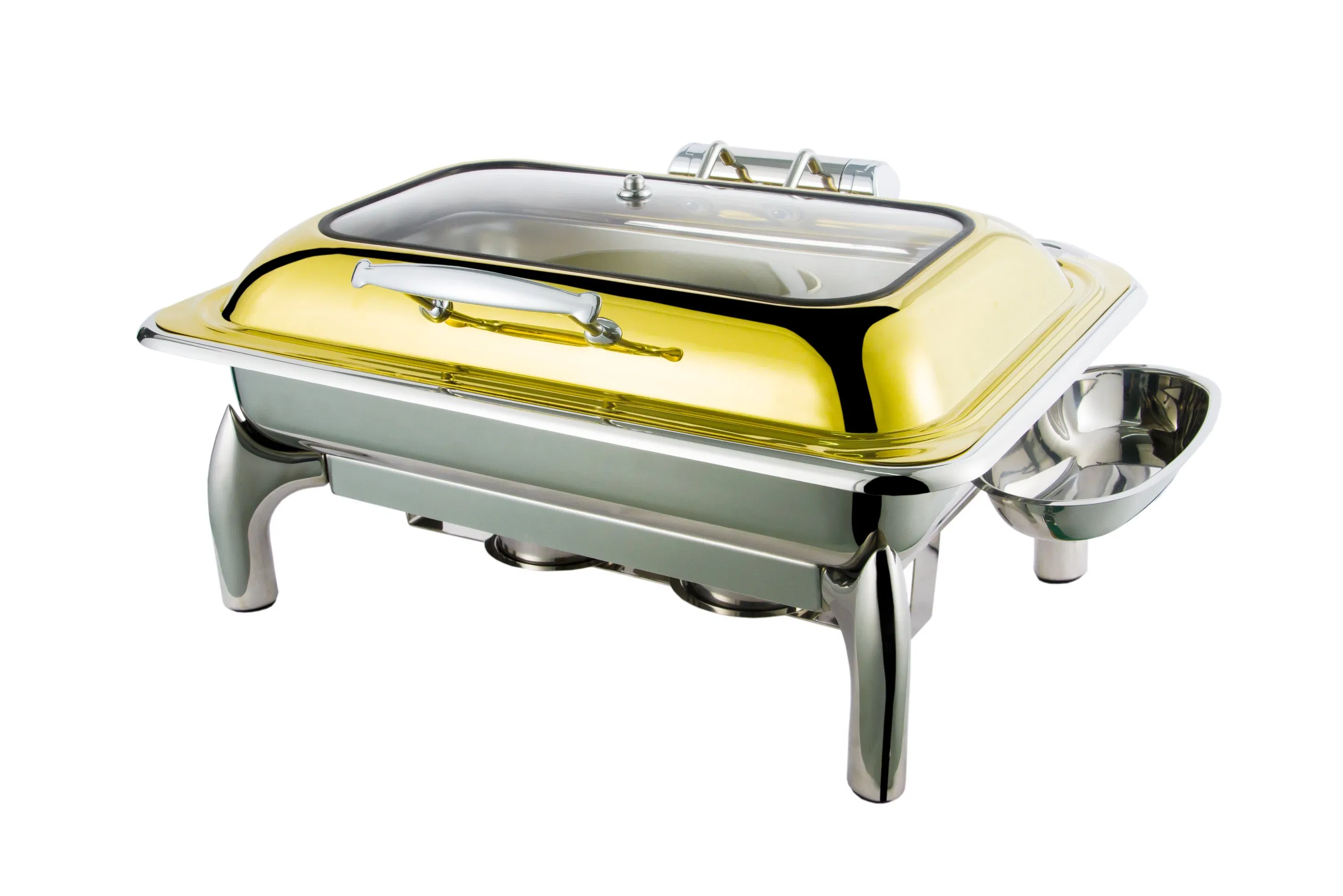 Stainless Steel Rectangular Glass Lid Chafing Dish with 9 Liters