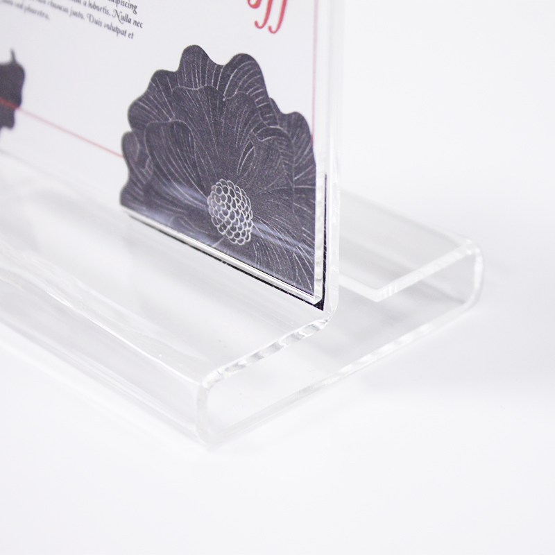 T Shape Clear Acrylic Insert Card Sign Holder Custom Sizes