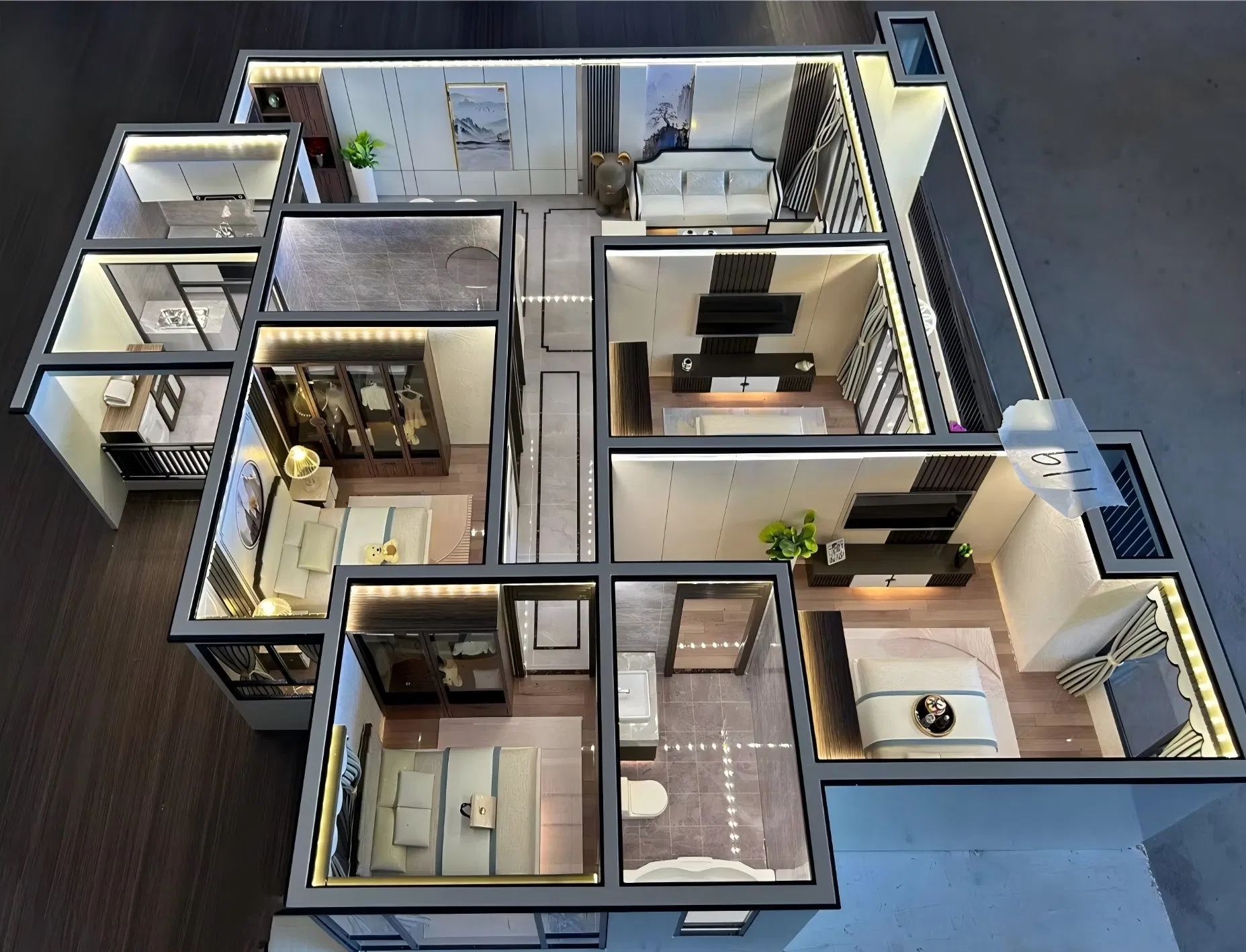 Modern Minimalist Style Residential Interior Staging Display Architecture Model