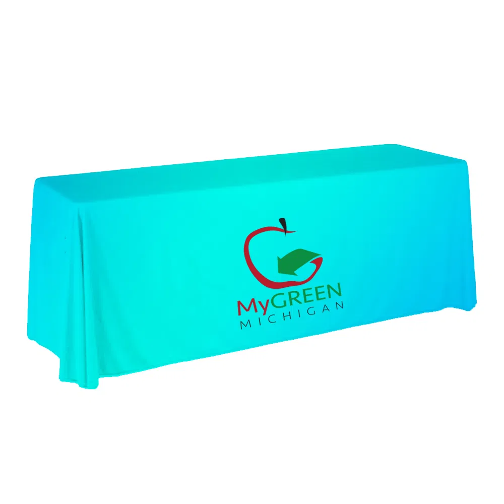 Custom Print 5FT 6FT 8FT Stretch Table Cover Fitted Draped Logo Trade Show Tablecloths Throw Runner Table Cloths