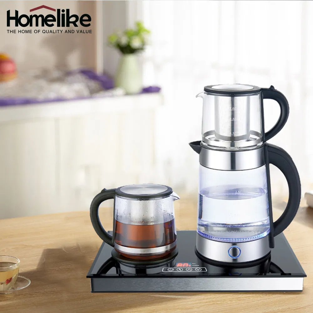 Factory Tea Kettle LED Display with Touch Control Electric Automatic Glass 1.7L Coffee and Tea Tray Set