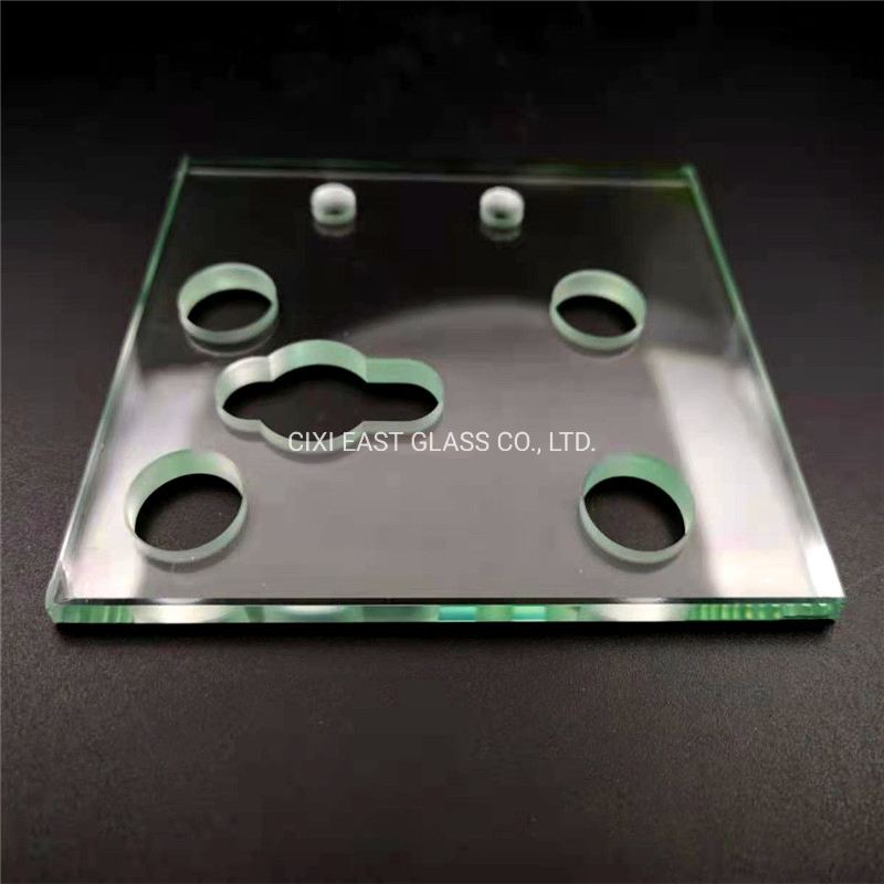 Transparent Tempered Glass with Hole Drilling CNC Grinding Edge Polished/ Vidro Templado