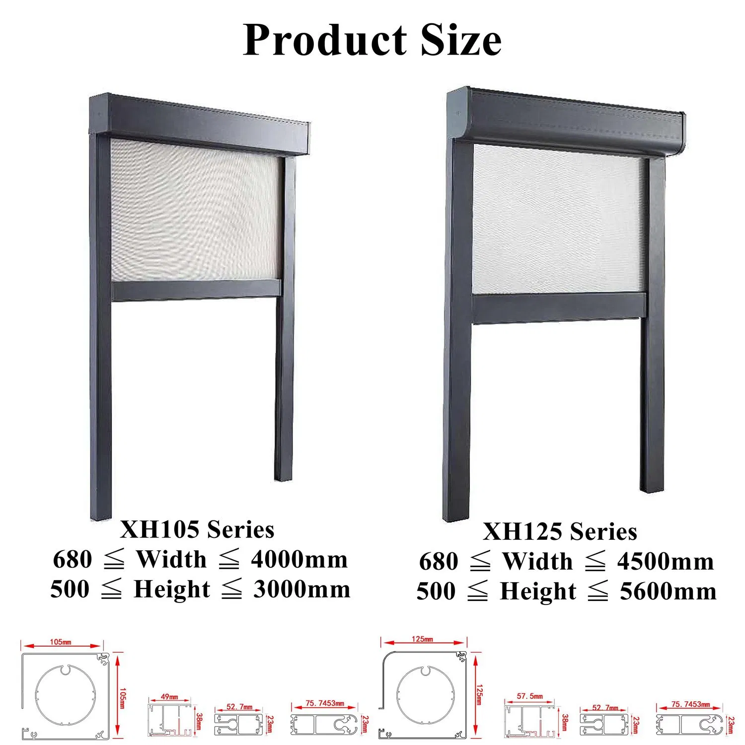 Xuhua Retractable Zip Track Outdoor Exterior Patio Shade Shutters Motorized Vertical Screen