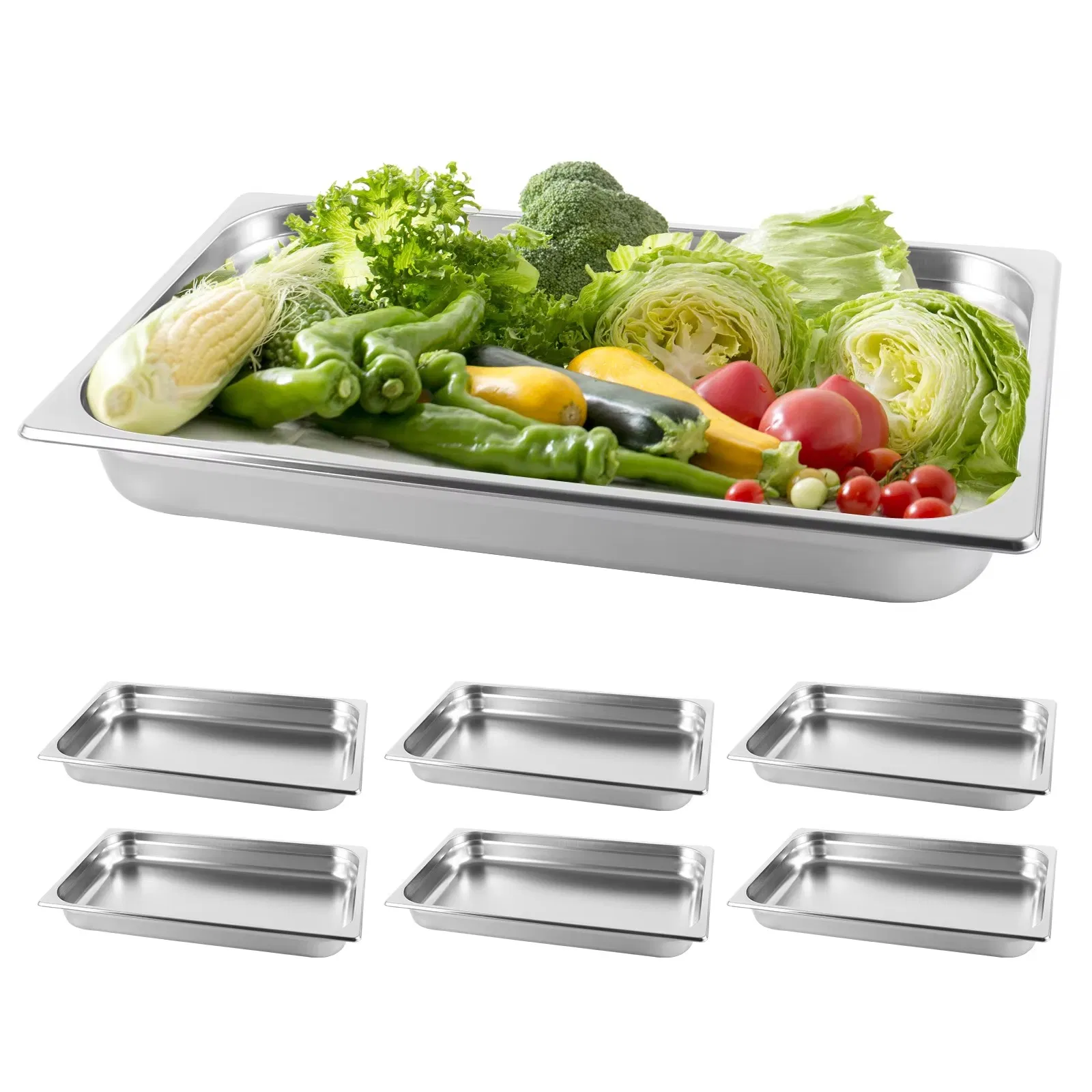 Gastronomy Standard Shallow Cover Steel Gastronorm Food Containers Pan Service Buffet 304 Stainless Steel Gn Pans Set