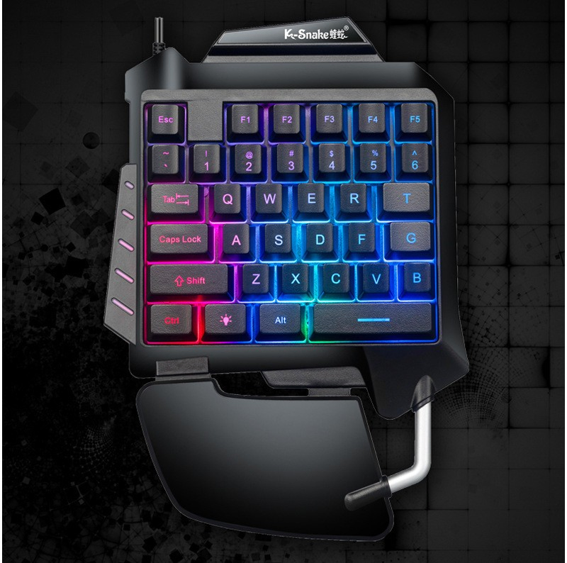 Single Hand Gaming Metal Keyboard Backlit Game Keypad for Pubg Mobile Games