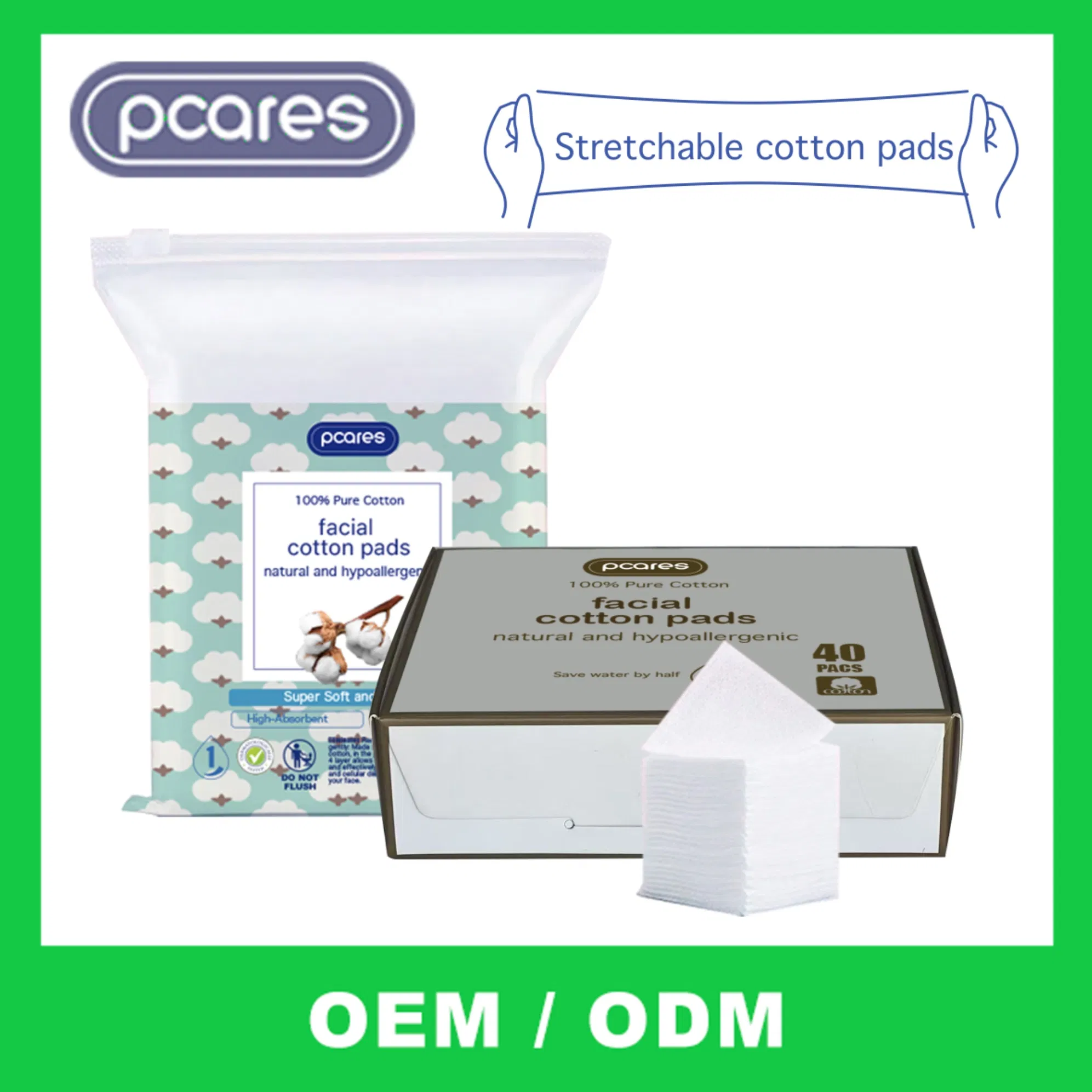 Pack of 50 Organic Disposable Cotton Pads Facial Towel for Effective Skin Cleaning and Makeup Removal