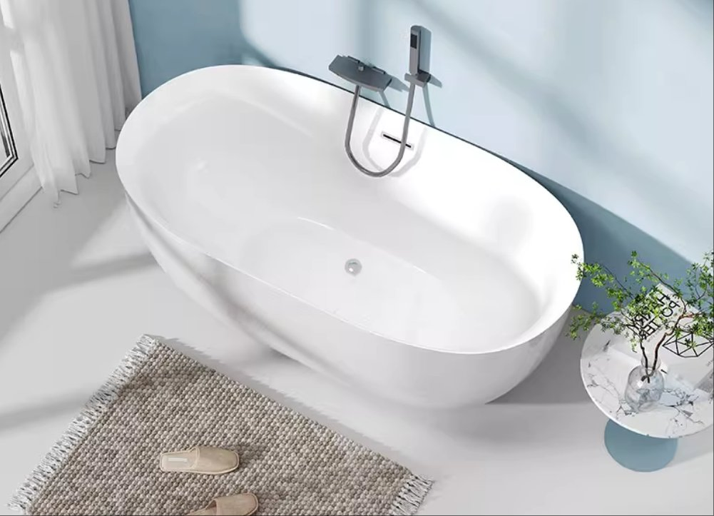 European Cheap Price Soaking White/Black Acrylic Oval Bath Tubs Freestanding Bathtub for Bathroom