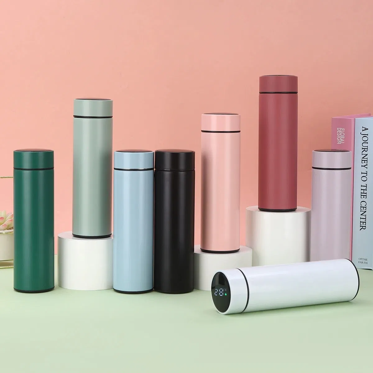 Customized LED Temperature Display Vacuum Smart Cup Water Bottle Stainless Steel Cup Sport Thermo with Touch Screen Lid