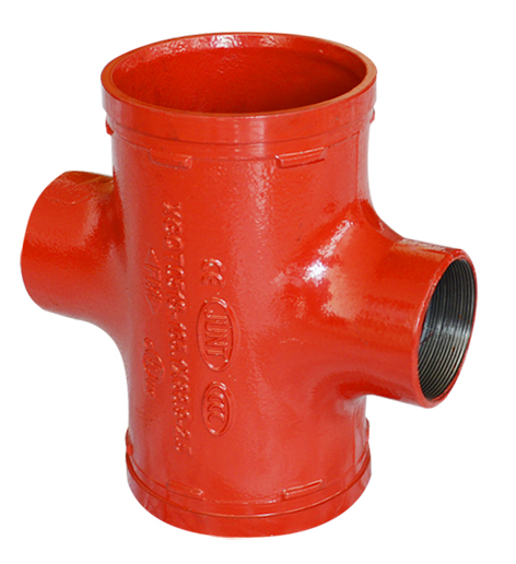 China Manufacture Grooved Systems Ductile Iron Grooved Reducing Cross for Fire Fighting Systems