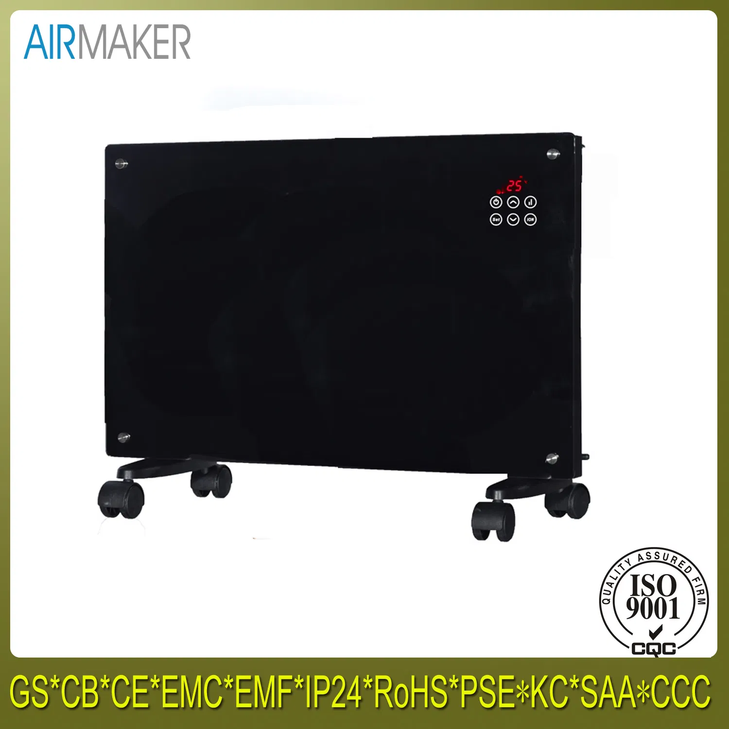 2400W Electric Convection Curved Tempered Glass Panel Heater GS/CE