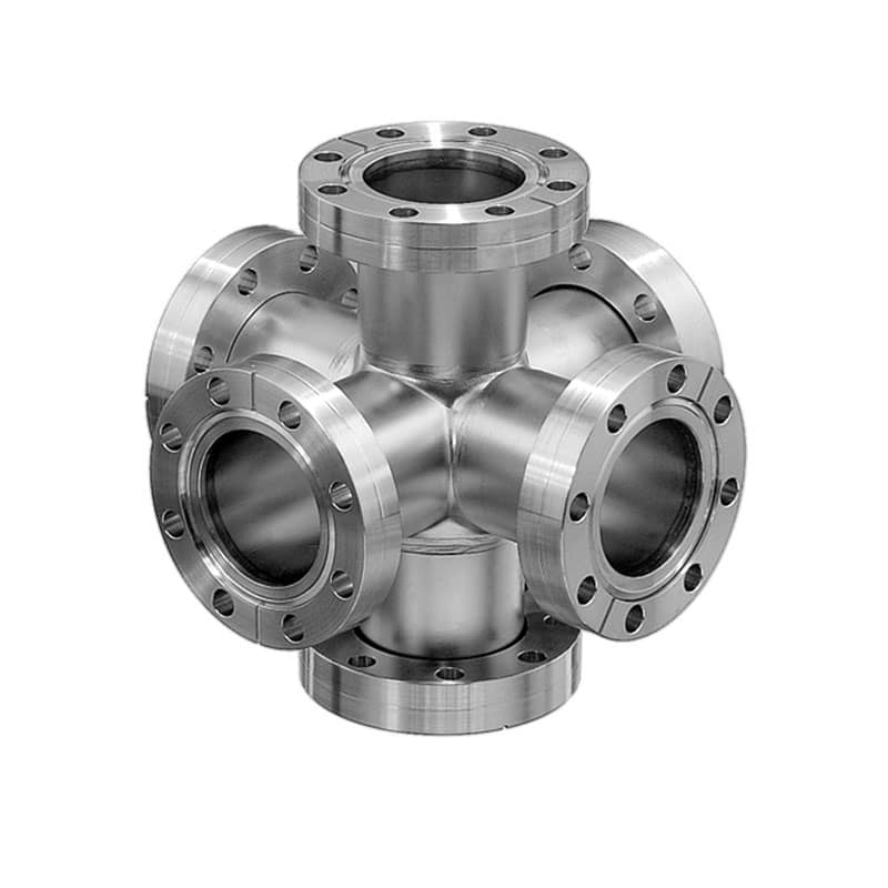 SS304/SS316L High Vacuum Pipe-Fittings CF16-CF100 Equal 6-Way Cross Rotatable/Fixed Flanges Thru Holes