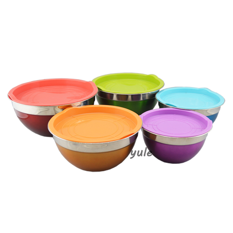 China Factory Professional Manufacturer Colorful Coating Stainless Steel Mixing Bowl
