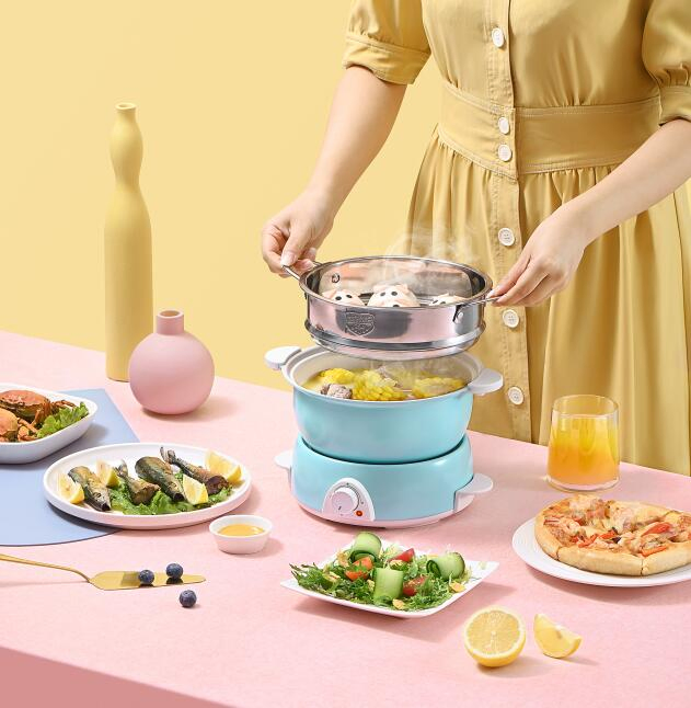700W Mini Electric Noodle Soup Pot, 20cm, Space-Saving Design
