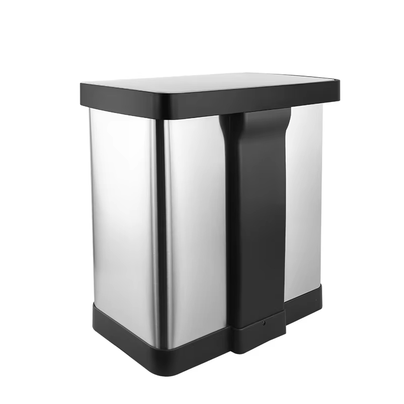 Двухсекционный мусорный бак 60 л из нержавеющей стали