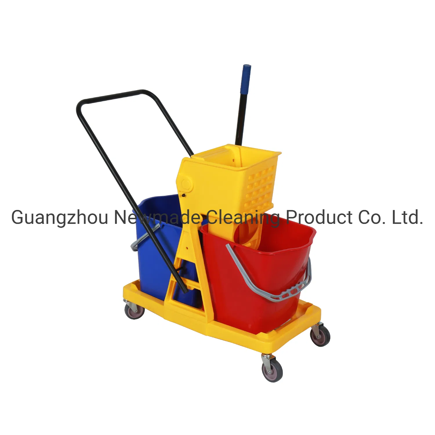 Hotel Floor Cheaning Cart Plastic Industrial Yellow Mop Wringer Bucket Trolley