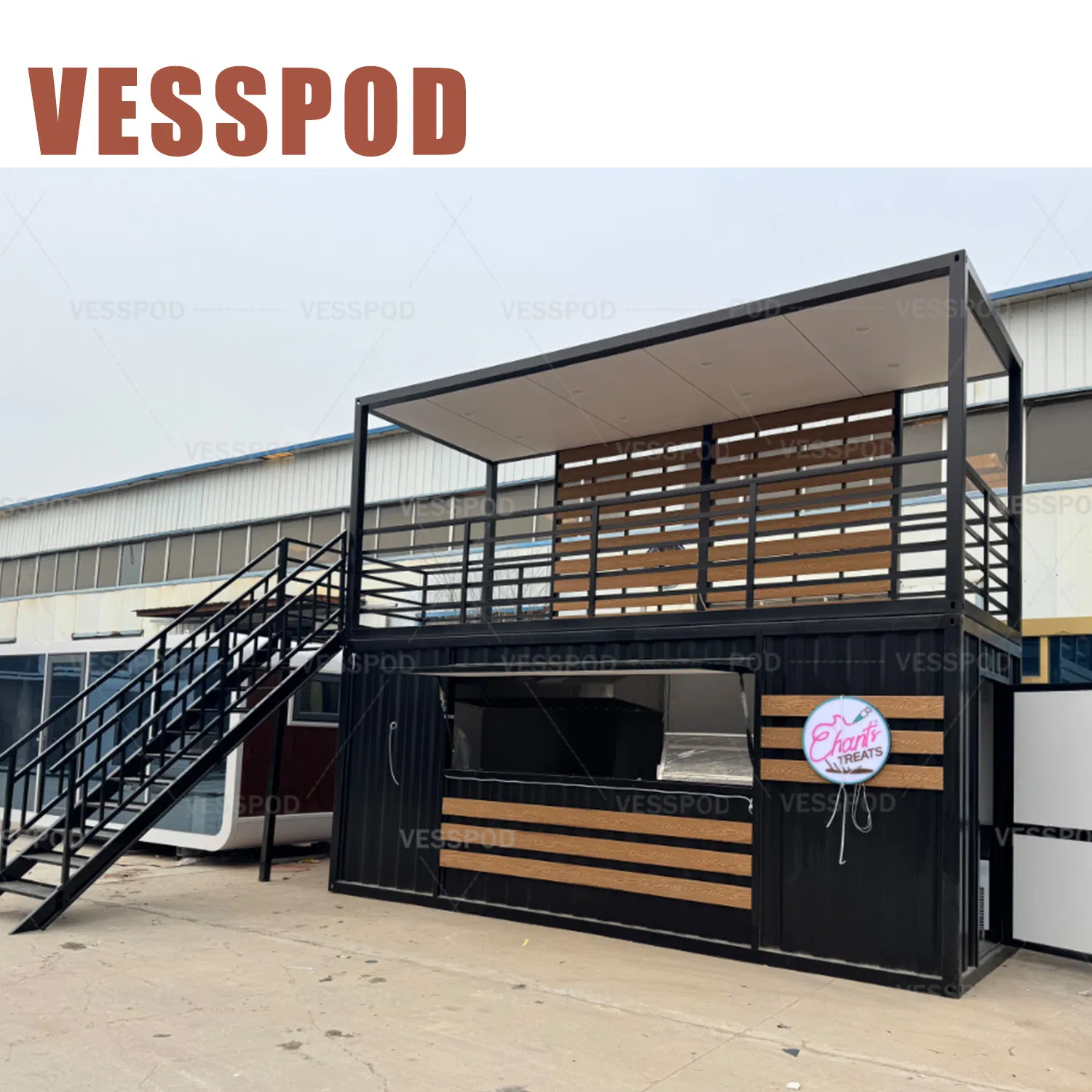 Cafe Container 20 FT Shipping Container Prefab Bar with Equipment Installed Sales Service Window