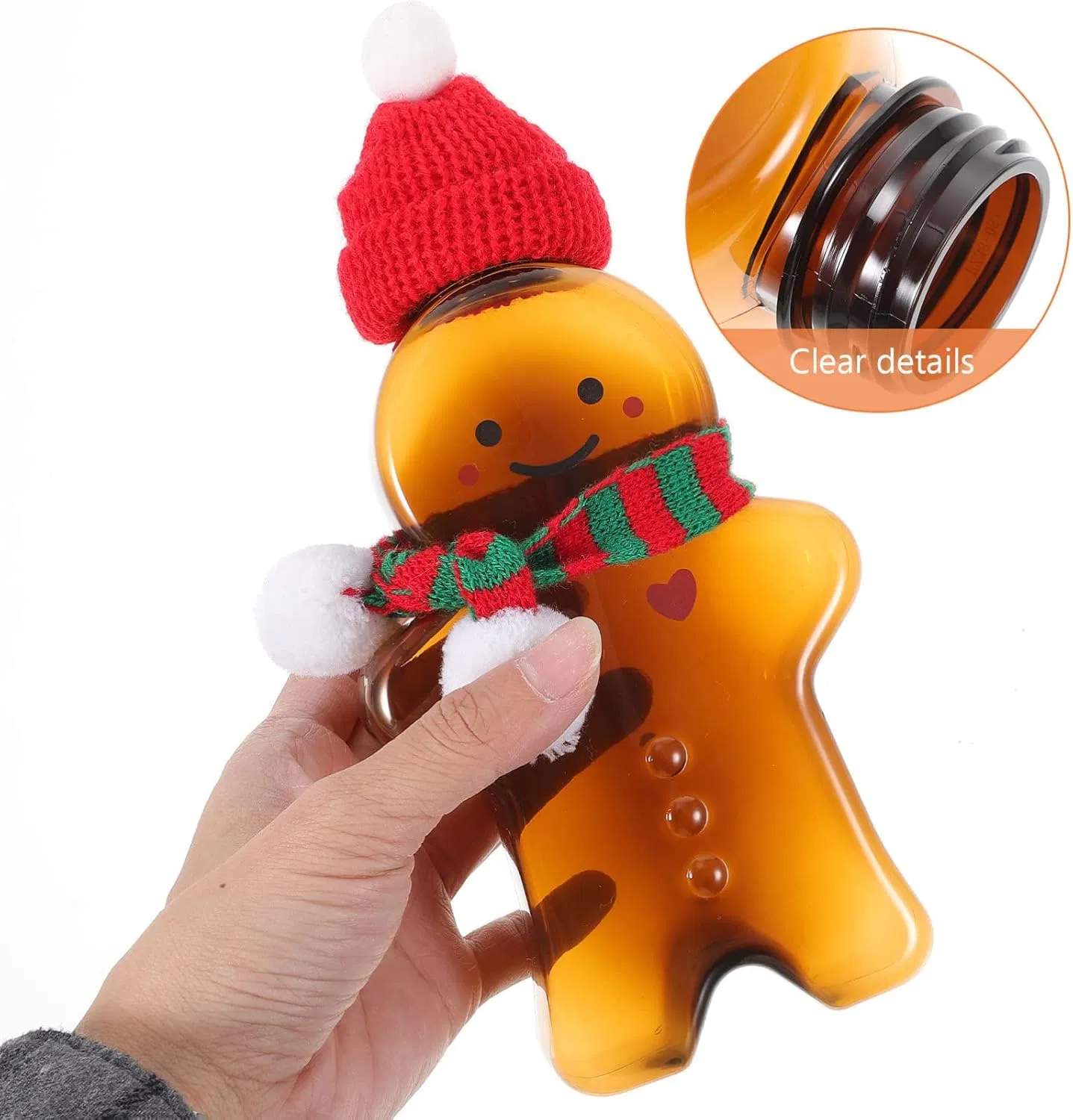 Christmas Juice Bottles Candy Jars Gingerbread Man Shaped Water Bottles with Scarves Reusable Plastic Beverage Bottles Canister Milk Bottles 500ml