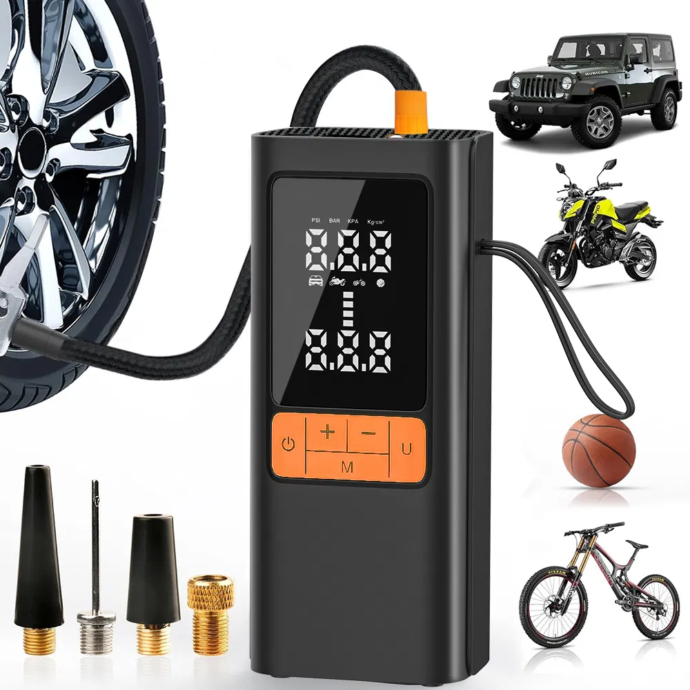 150psi Tire Inflator Portable Air Compressor USB-C Rechargeable Power Bank Cordless Electric Air Pump with Digital LCD Pressure Gauge