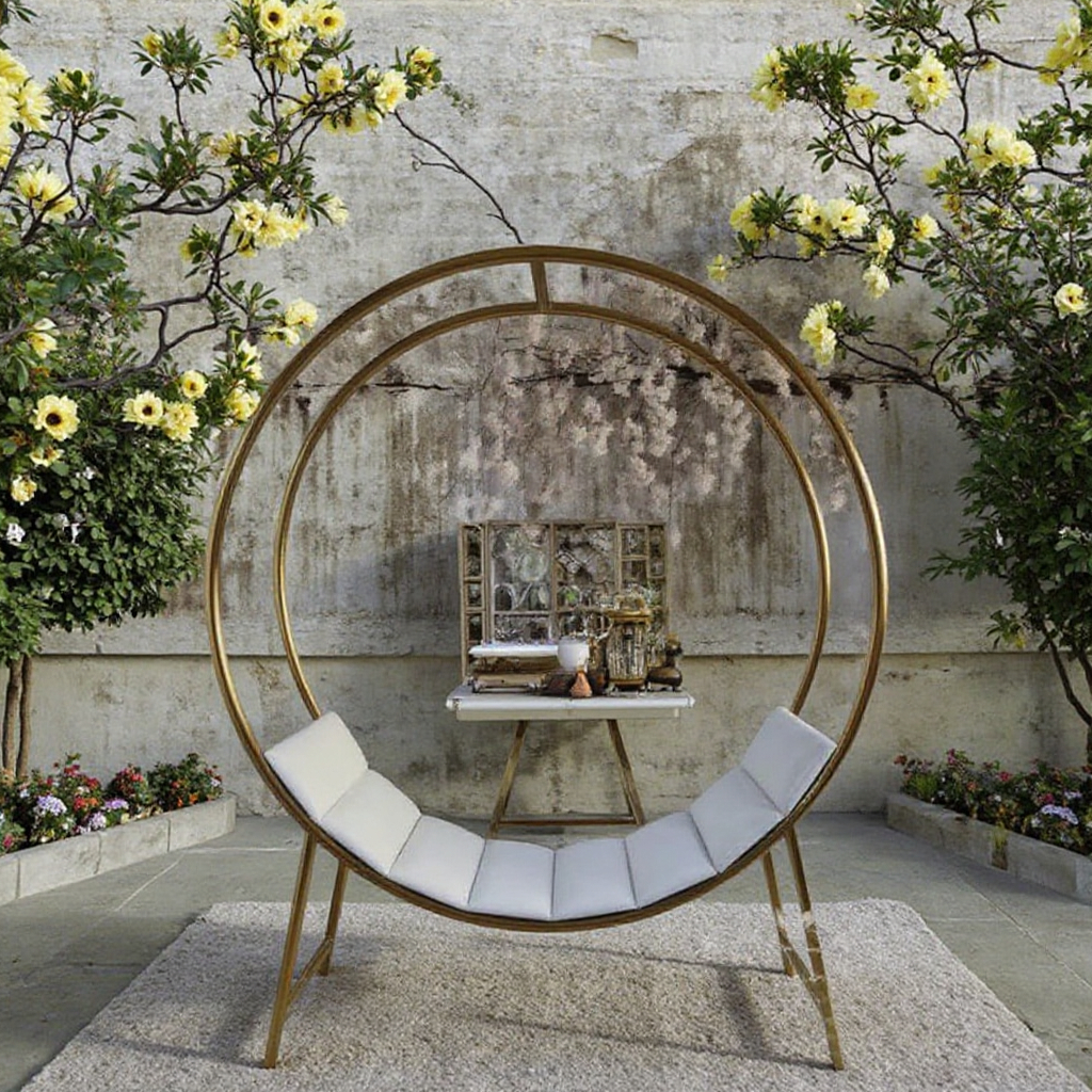 Садовая мебель металл нержавейка диван обеденный стол