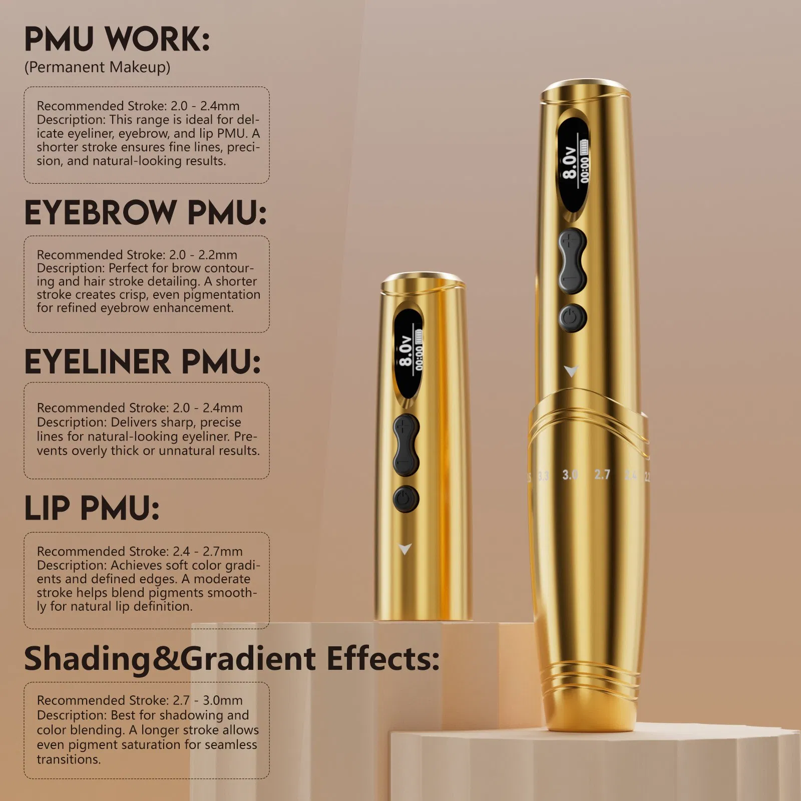 Digital Lip Pmu Machine Semi-Permanent Adjustable Stroke Eyebrow Tattoo Machine Tattoo Makeup Pen