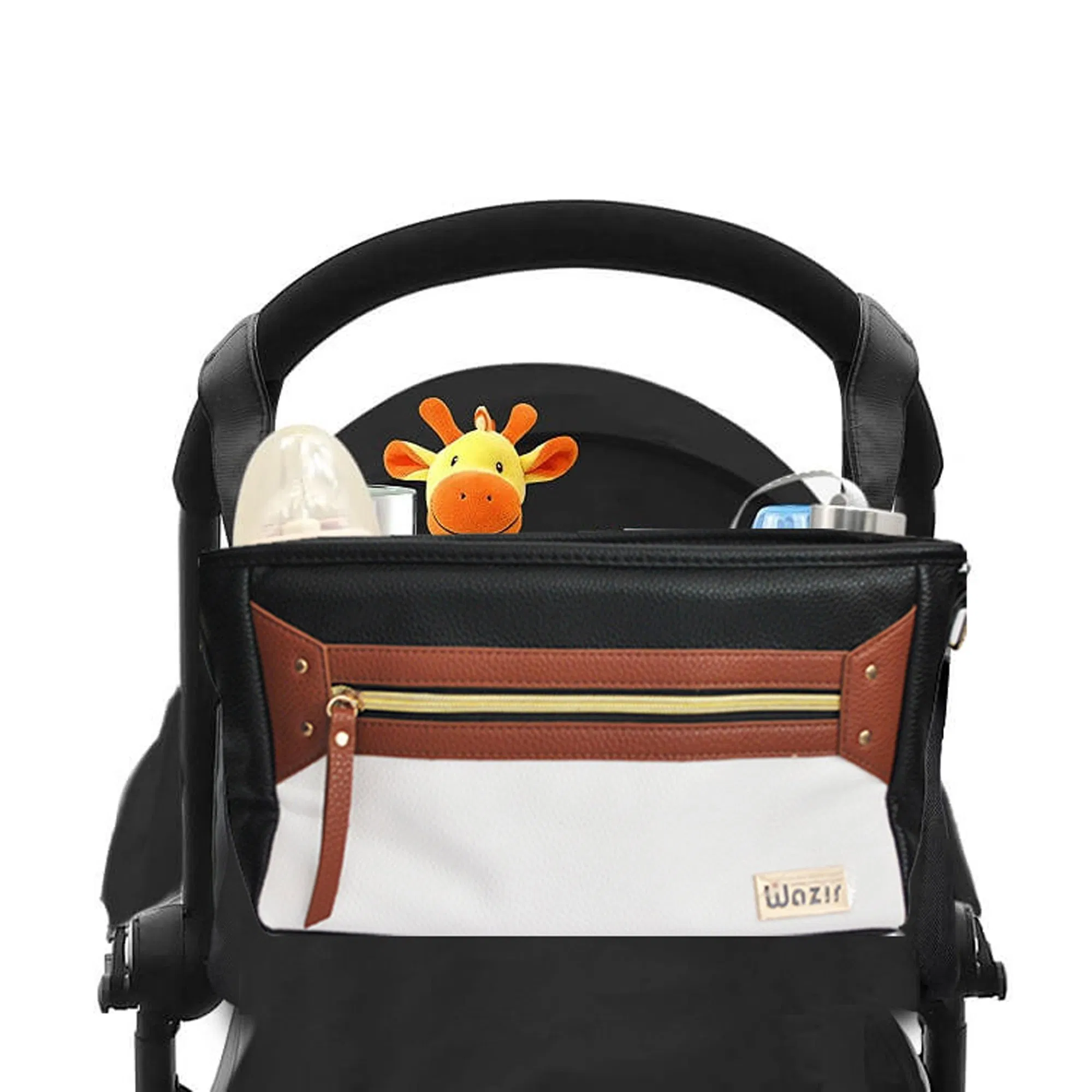 Featuring Two Built-in Pockets Front Zippered Pocket Adjustable Stroller Caddy Organizer