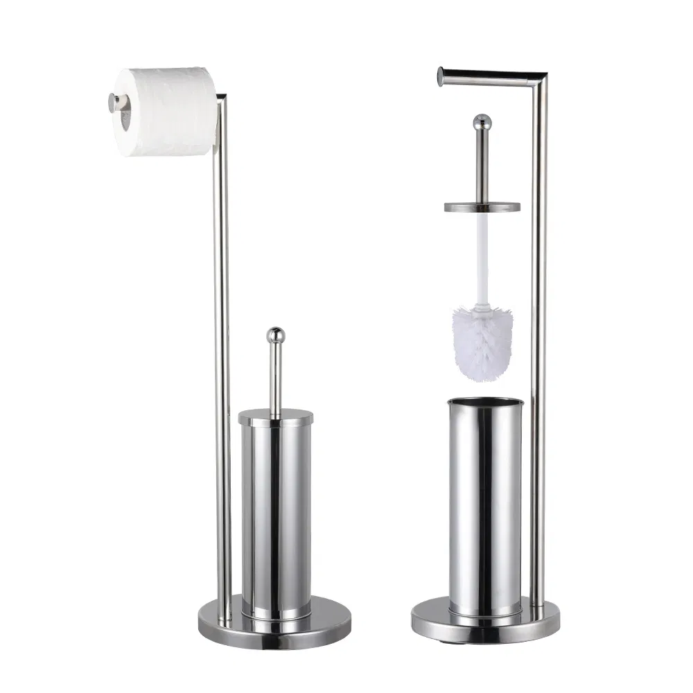 Stylish Stainless Steel Toilet Brush and Tissue Holder Combo