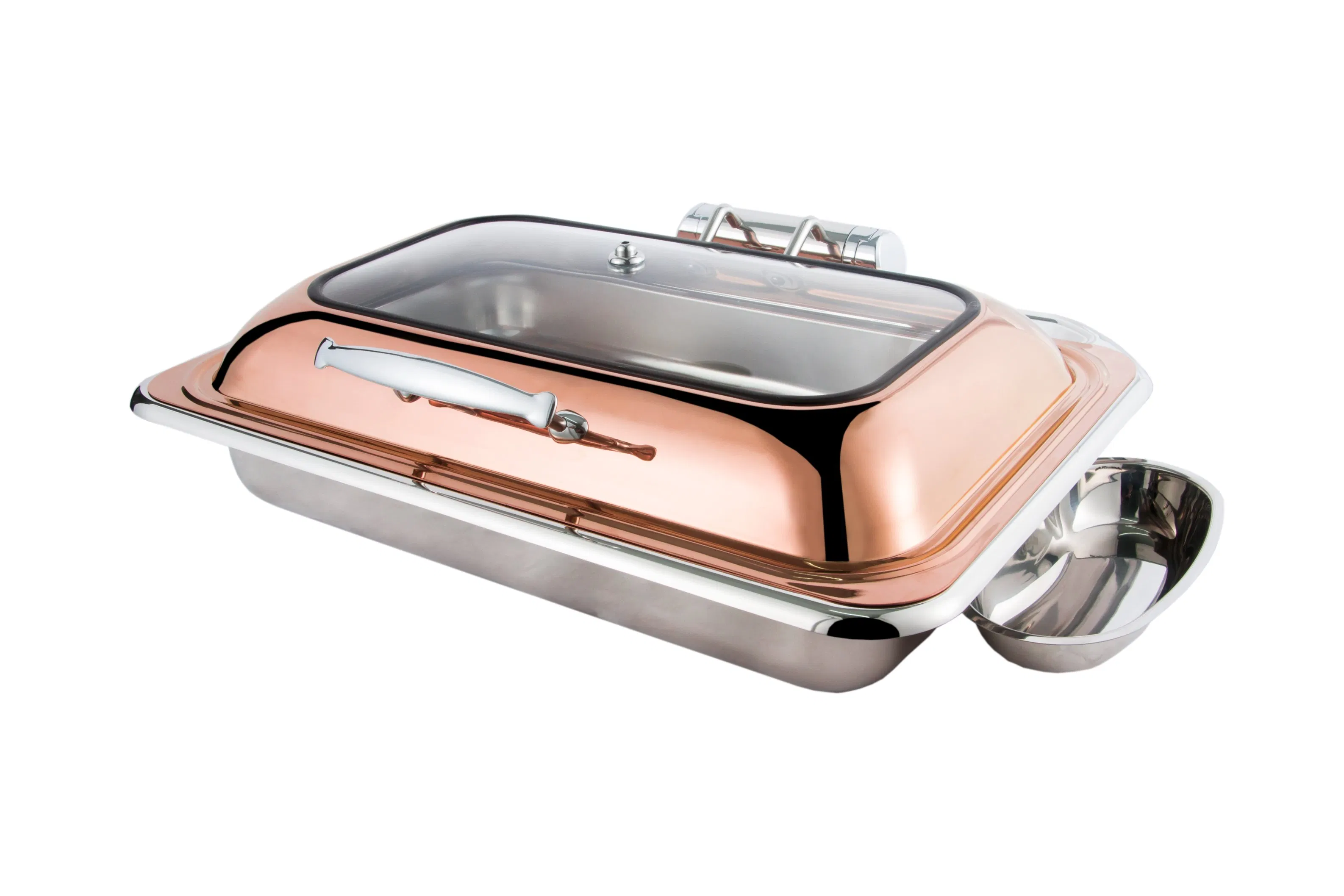 Stainless Steel Rectangular Glass Lid Chafing Dish with 9 Liters
