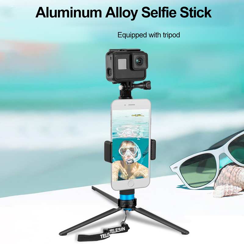 Telesin Gp-Mnp-090-S for Gopro Hero 8 Action Camera Aluminum Alloy Selfie Stick Extendable Handheld Telescope Pole Tripod Mount Stand