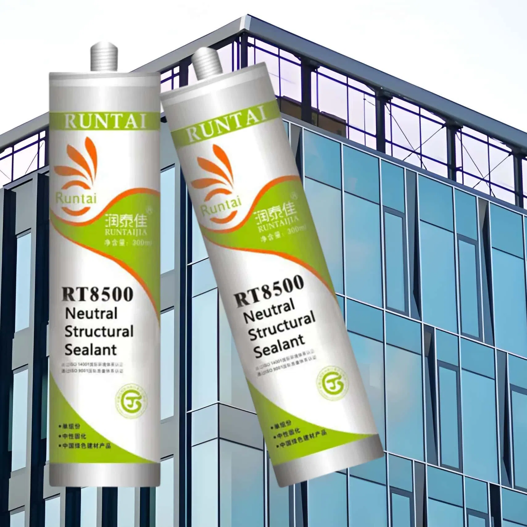 Glass/Stone/Aluminum Curtain Wall High Strength Runtai Transparent Cartridge Silicone Sealant