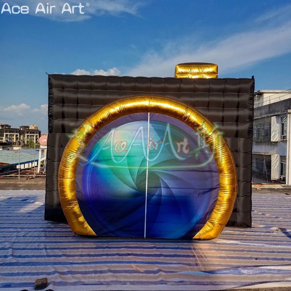 Portable All Black Inflatable Lens Door Photo Booth for Wedding Party or Selfie Events