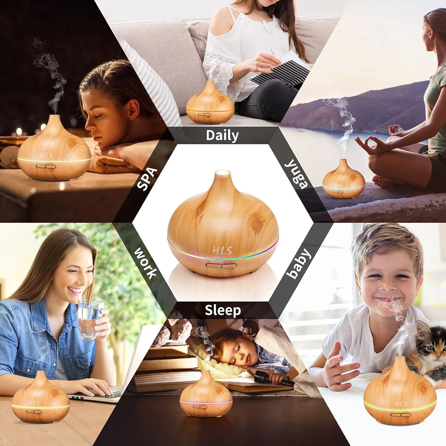 Aroma Diffusers for Essential Oils Large Room with 10 Essential Oils, Ultrasonic Aromatherapy Diffuser for Home Bedroom, Cool Mist Humidifier Vaporizer