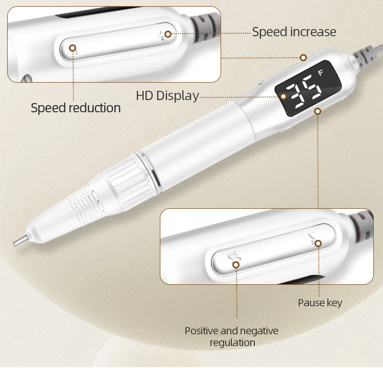 Nail Polish Machine Professional High Speed 35000 Rpm Gel Remover Pen Electric Nail File for Salon-Grade