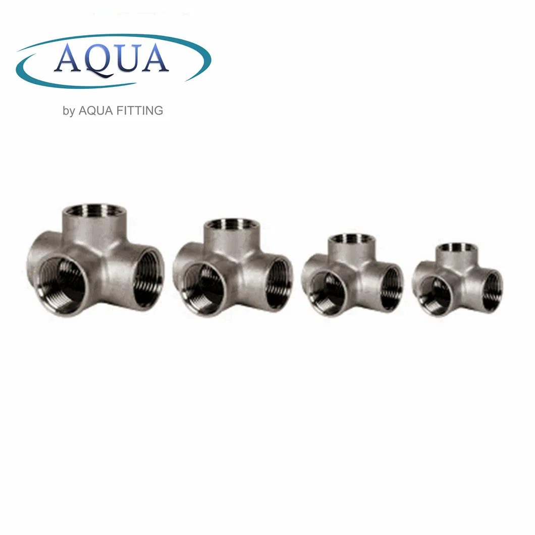 ASTM/ ASME/ En/ JIS/ GB B16.5 Standard Stainless Steel Equal Reducing Threaded Pipe Fitting Cross