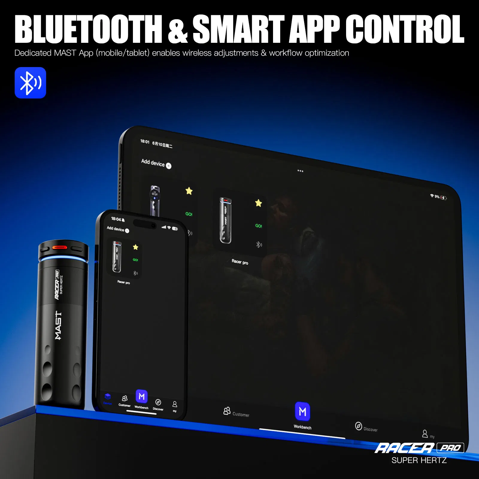 Mast Racer PRO Two Model Function Using Wireless Tattoo Pen
