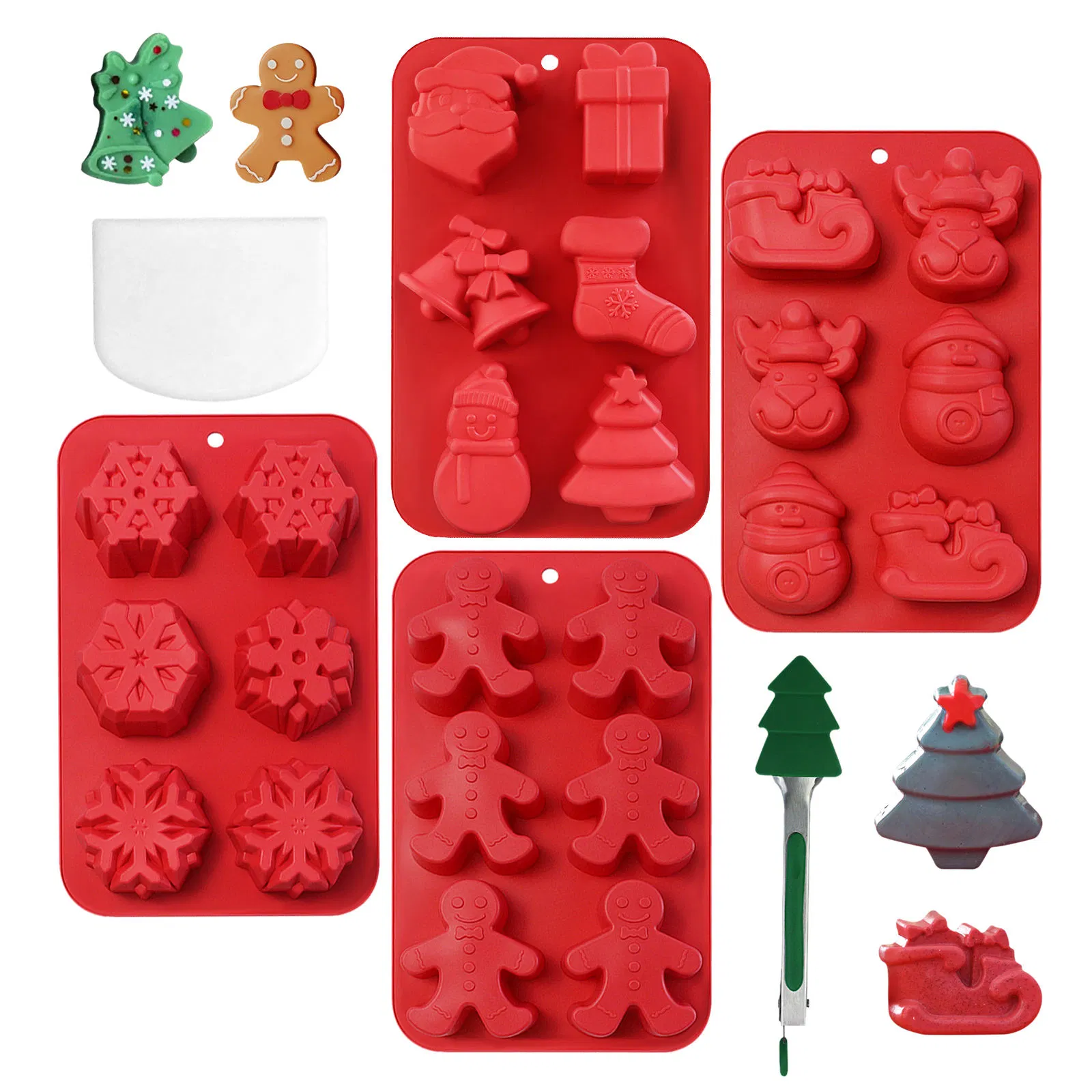 Christmas Silicone Mold Set Non-Stick Baking Mold for Making Standard Size