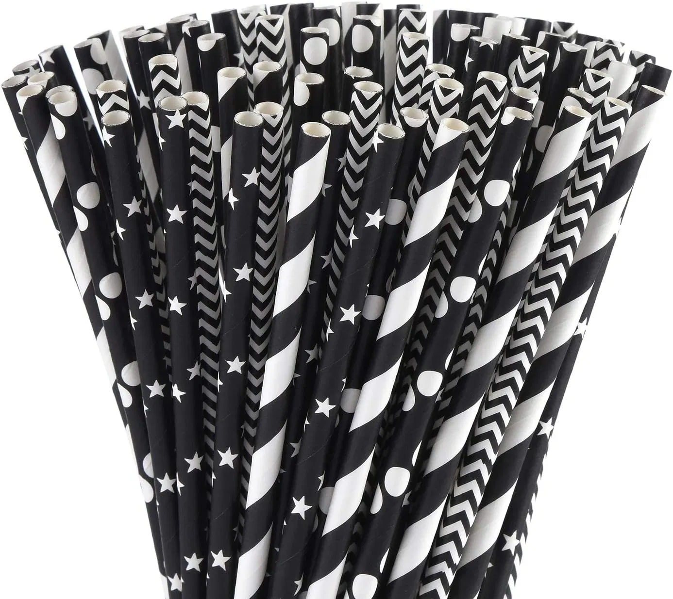 Giant Juice Eco Black White Stripes Paper Straw Child-Friendly Straws