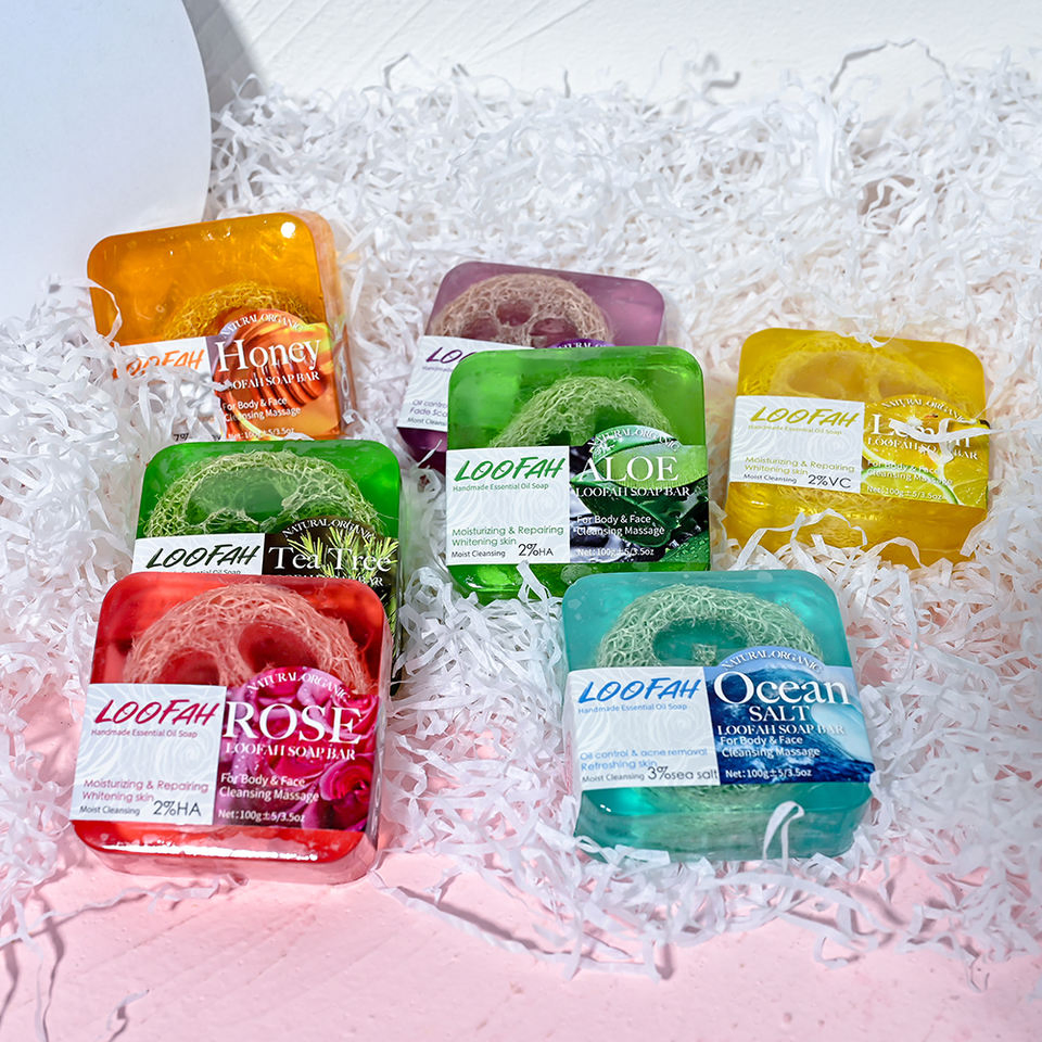 Beauty Cosmetics Skin Care Cleansing Honey Loofah Soap Bar Handmade Soap